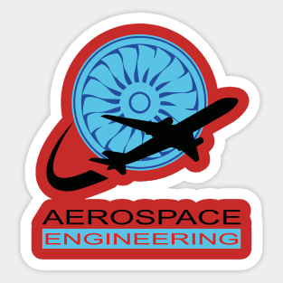 Aerospace engineering text, plane, and turbine Sticker